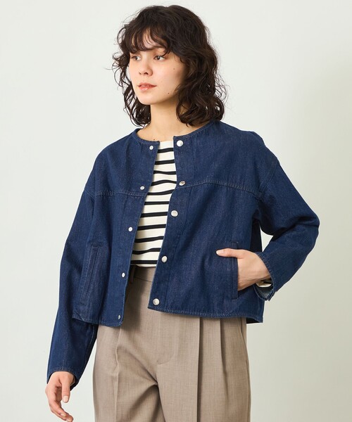 MACKINTOSH PHILOSOPHY(マッキントッシュ フィロソフィー)の「【GREY LABEL】デニムノーカラートラッカージャケット(ノーカラージャケット・レディース・ブルー/ダークネイビー/グレー系その他・2)」の3枚目の写真