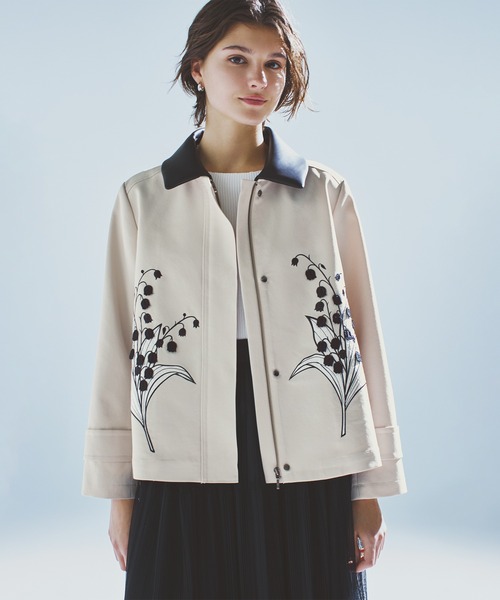 STRAWBERRY-FIELDS（ストロベリーフィールズ）の「ミュゲ_すずらん刺繍ショートコート（その他アウター・レディース・ベージュ・2）」の2枚目の写真