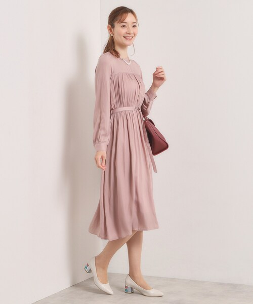 ITS'DEMO（イッツデモ）の「【入卒／手洗い可】サテンベルト付きワンピース（ワンピース・レディース・ブラック/ベビーピンク/ナチュラル・00）」の12枚目の写真