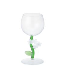 Francfranc（フランフラン）の「フラワーステム ワイングラス ホワイト クリア ガラス コップ グラス（グラス/マグカップ/タンブラー）」