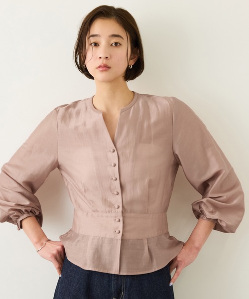 ROPE'（ロペ）の「カールマイヤーウエストタックペプラムブラウス/イージーケア（シャツ/ブラウス・レディース・ブルー系その他4/ピンク系その他2・38）」の4枚目の写真