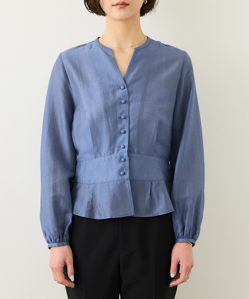 ROPE'（ロペ）の「カールマイヤーウエストタックペプラムブラウス/イージーケア（シャツ/ブラウス・レディース・ブルー系その他4/ピンク系その他2・38）」の6枚目の写真