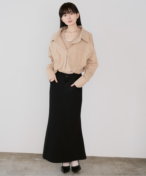 Siel(シエル)の「ポンチ素材 マーメイドスカート(スカート・レディース・グレー/ブラック・FREE)」の18枚目の写真
