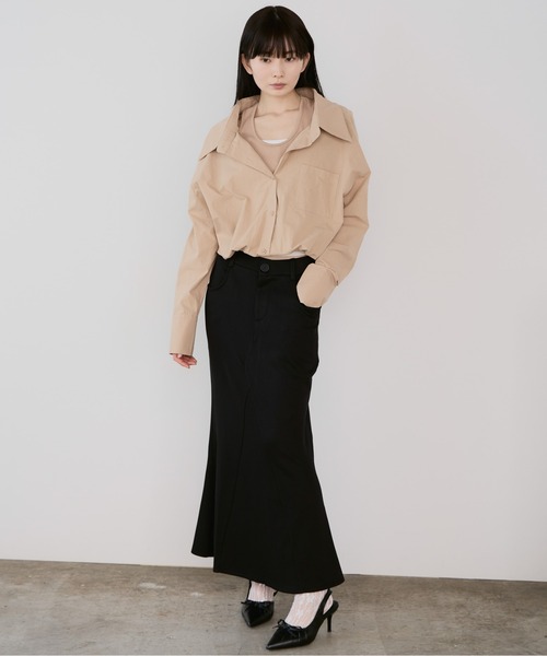 Siel(シエル)の「ポンチ素材 マーメイドスカート(スカート・レディース・グレー/ブラック・FREE)」の19枚目の写真