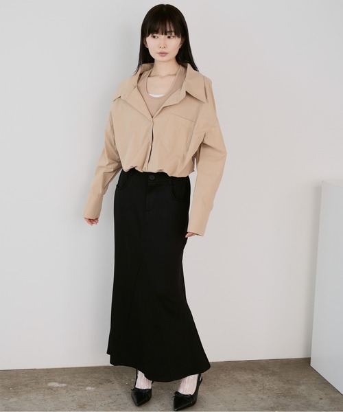 Siel(シエル)の「ポンチ素材 マーメイドスカート(スカート・レディース・グレー/ブラック・FREE)」の20枚目の写真