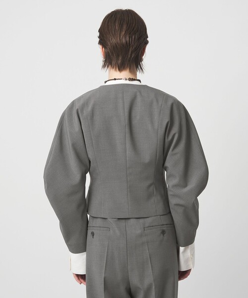 ASTRAET（アストラット）の「＜ASTRAET＞カーブスリーブ ノーカラージャケット（ノーカラージャケット・レディース・ブラック/グレー系・FREE）」の8枚目の写真