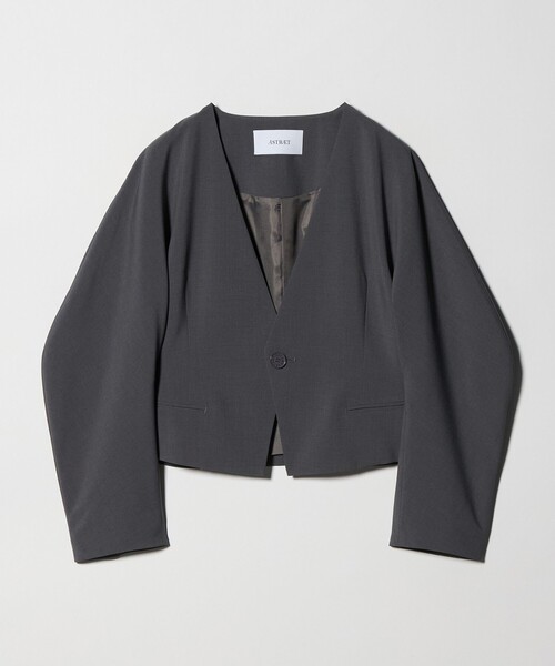 ASTRAET（アストラット）の「＜ASTRAET＞カーブスリーブ ノーカラージャケット（ノーカラージャケット・レディース・ブラック/グレー系・FREE）」の9枚目の写真