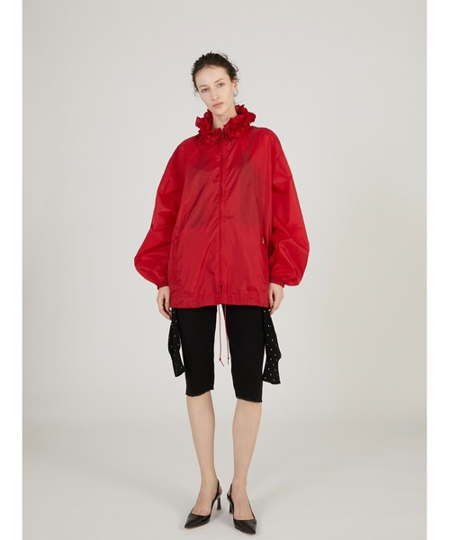 crinkle crinkle crinkle（クリンクルクリンクルクリンクル）の「【crinkle crinkle crinkle】【griguri】pocketable wind breaker/ポケッタブルウインドブレーカー（ブルゾン・レディース・ブラック/レッド・FREE）」の4枚目の写真