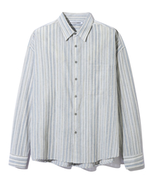 BASEMOMENT（ベースモーメント）の「マルチストライプオーバーシャツグレー（シャツ/ブラウス）」