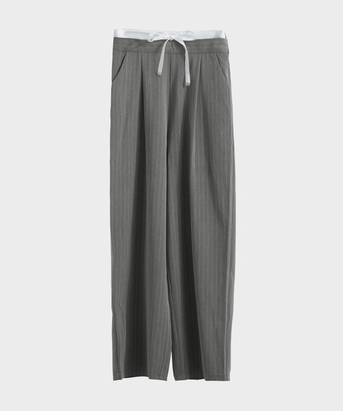 Fashion Letter(ファッションレター)の「ダブルウエスト ストライプワイドスラックス(スラックス・レディース・アイボリー/ネイビー/グレー・M)」の12枚目の写真