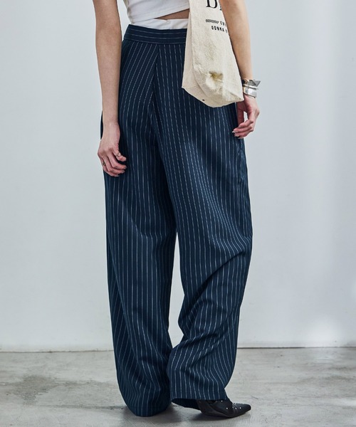 Fashion Letter(ファッションレター)の「ダブルウエスト ストライプワイドスラックス(スラックス・レディース・アイボリー/ネイビー/グレー・M)」の19枚目の写真
