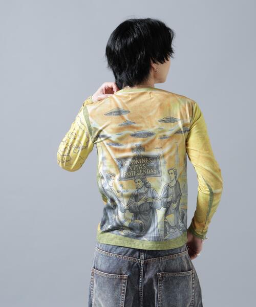 WHITELAND(ホワイトランド)の「WHITELAND/ホワイトランド/TRANSCRIPTION L/S TEE(Tシャツ/カットソー・メンズ・グレー/イエロー・F)」の15枚目の写真