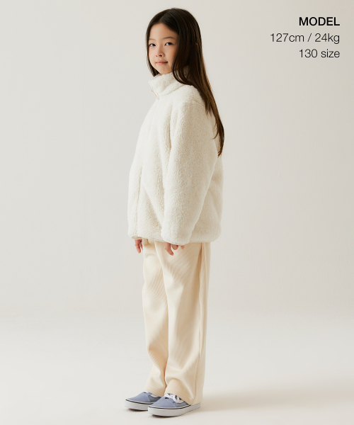 MUSINSA STANDARD KIDS（ムシンサスタンダードキッズ）の「シャギーフリースジップアップジャケット[アイボリー]（ブルゾン・レディース・その他・110/130/100/120）」の6枚目の写真