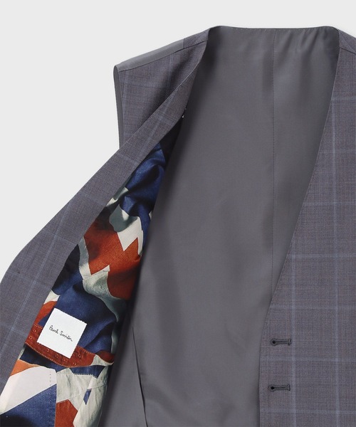Paul Smith（ポールスミス）の「スモーキートーン ウィンドウペーン 6ボタンベスト / 163001 790NS（スーツベスト・メンズ・グレイッシュブルー/ダークグリーン・XX-LARGE/MEDIUM/LARGE/X-LARGE/L2）」の3枚目の写真