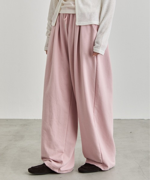 NUJOH(ヌゾ)の「Soft Wide Banding Pants / ソフトワイドバンディングパンツ(スウェットパンツ・レディース・ブラック/ピンク/グレー・FREE)」の2枚目の写真