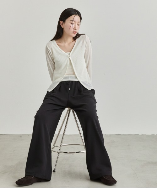 NUJOH(ヌゾ)の「Soft Wide Banding Pants / ソフトワイドバンディングパンツ(スウェットパンツ・レディース・ブラック/ピンク/グレー・FREE)」の1枚目の写真