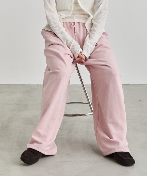 NUJOH(ヌゾ)の「Soft Wide Banding Pants / ソフトワイドバンディングパンツ(スウェットパンツ・レディース・ブラック/ピンク/グレー・FREE)」の10枚目の写真