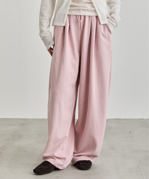 NUJOH(ヌゾ)の「Soft Wide Banding Pants / ソフトワイドバンディングパンツ(スウェットパンツ・レディース・ブラック/ピンク/グレー・FREE)」の8枚目の写真