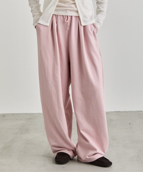 NUJOH(ヌゾ)の「Soft Wide Banding Pants / ソフトワイドバンディングパンツ(スウェットパンツ・レディース・ブラック/ピンク/グレー・FREE)」の7枚目の写真