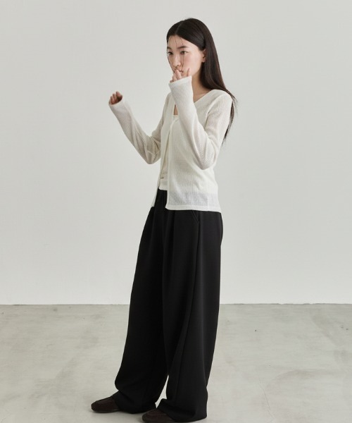 NUJOH(ヌゾ)の「Soft Wide Banding Pants / ソフトワイドバンディングパンツ(スウェットパンツ・レディース・ブラック/ピンク/グレー・FREE)」の15枚目の写真