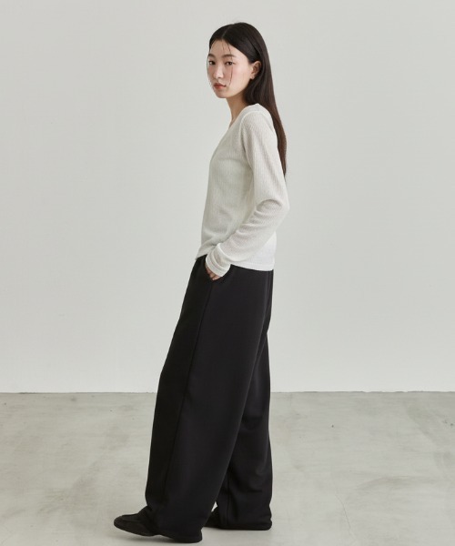 NUJOH(ヌゾ)の「Soft Wide Banding Pants / ソフトワイドバンディングパンツ(スウェットパンツ・レディース・ブラック/ピンク/グレー・FREE)」の16枚目の写真