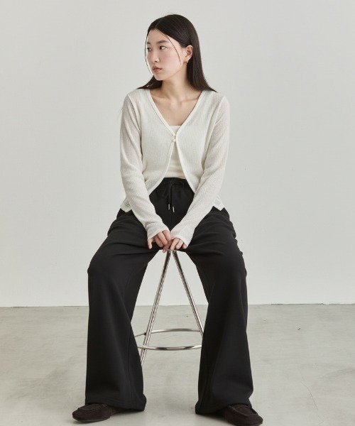 NUJOH(ヌゾ)の「Soft Wide Banding Pants / ソフトワイドバンディングパンツ(スウェットパンツ・レディース・ブラック/ピンク/グレー・FREE)」の14枚目の写真