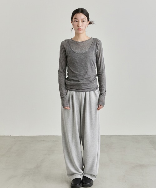 NUJOH(ヌゾ)の「Soft Wide Banding Pants / ソフトワイドバンディングパンツ(スウェットパンツ・レディース・ブラック/ピンク/グレー・FREE)」の19枚目の写真