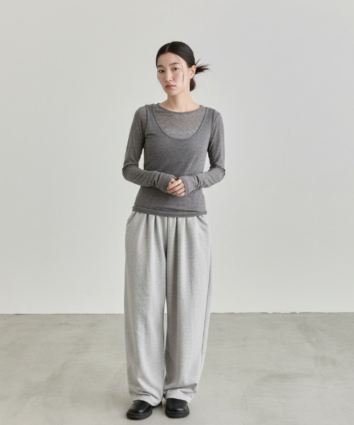 NUJOH(ヌゾ)の「Soft Wide Banding Pants / ソフトワイドバンディングパンツ(スウェットパンツ・レディース・ブラック/ピンク/グレー・FREE)」の20枚目の写真