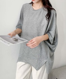 二の腕カバー 体型カバー ゆったりシルエットカットソー/オーバーサイズ 半袖Tシャツ トップス