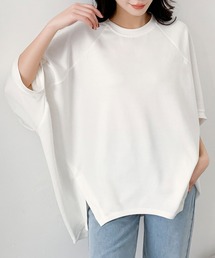 二の腕カバー 体型カバー ゆったりシルエットカットソー/オーバーサイズ 半袖Tシャツ トップス