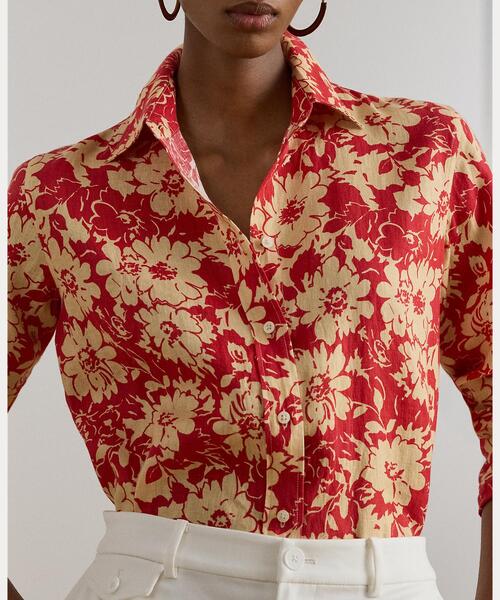 LAUREN RALPH LAUREN（ローレン ラルフ ローレン）の「リラックス フィット フローラル リネン シャツ（シャツ/ブラウス・レディース・レッド・S/M/XS）」の4枚目の写真