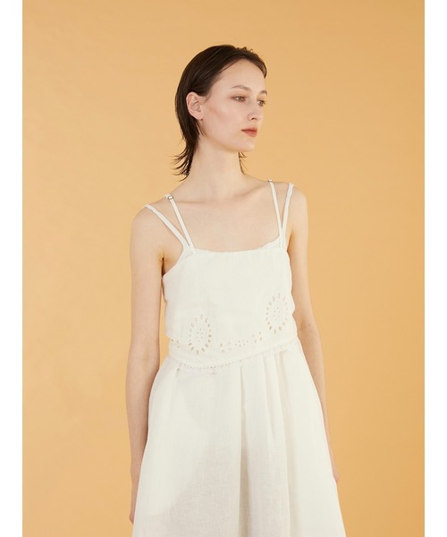 crinkle crinkle crinkle（クリンクルクリンクルクリンクル）の「【crinkle crinkle crinkle】embroidey chief cami onepiece/エンブロイダリーチーフキャミワンピース（ワンピース・レディース・ホワイト/ブラック・FREE）」の18枚目の写真