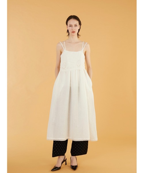 crinkle crinkle crinkle（クリンクルクリンクルクリンクル）の「【crinkle crinkle crinkle】embroidey chief cami onepiece/エンブロイダリーチーフキャミワンピース（ワンピース・レディース・ホワイト/ブラック・FREE）」の12枚目の写真