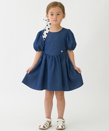 petit main | 【リンク】袖パフペプラムワンピース(シャツワンピース)