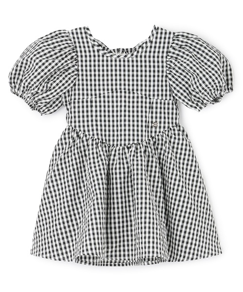 petit main（プティマイン）の「【リンク】袖パフペプラムワンピース（シャツワンピース・キッズ・ブルー/ブラック・120cm/110cm/100cm/90cm/80ｃｍ/130cm）」の2枚目の写真