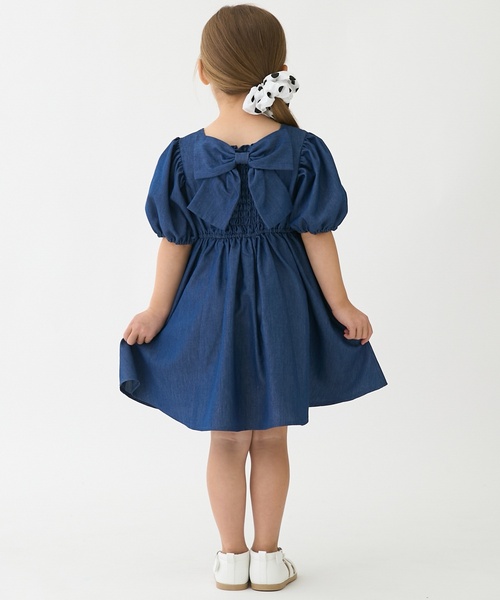 petit main（プティマイン）の「【リンク】袖パフペプラムワンピース（シャツワンピース・キッズ・ブルー/ブラック・120cm/110cm/100cm/90cm/80ｃｍ/130cm）」の16枚目の写真