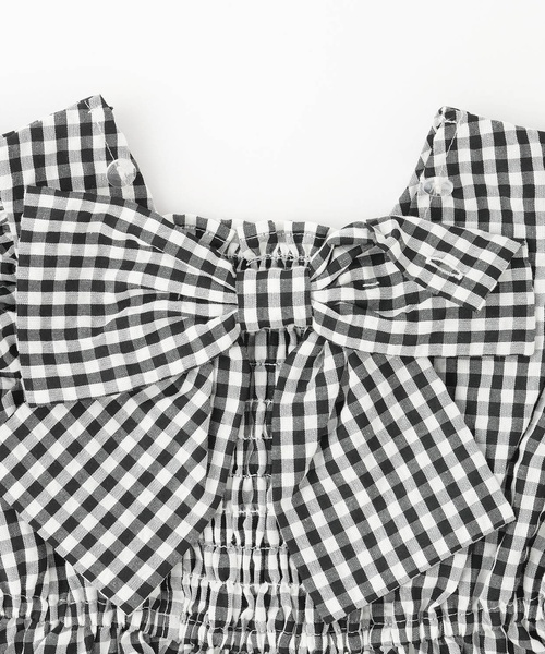 petit main（プティマイン）の「【リンク】袖パフペプラムワンピース（シャツワンピース・キッズ・ブルー/ブラック・120cm/110cm/100cm/90cm/80ｃｍ/130cm）」の6枚目の写真