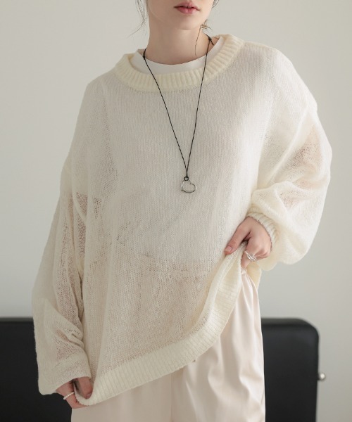 DONOBAN(ドノバン)の「シアーモヘアニット(ニット/セーター・レディース・ピンク/ブラウン/ホワイト・ONE SIZE)」の2枚目の写真