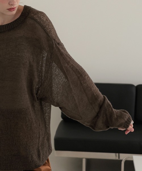 DONOBAN(ドノバン)の「シアーモヘアニット(ニット/セーター・レディース・ピンク/ブラウン/ホワイト・ONE SIZE)」の15枚目の写真