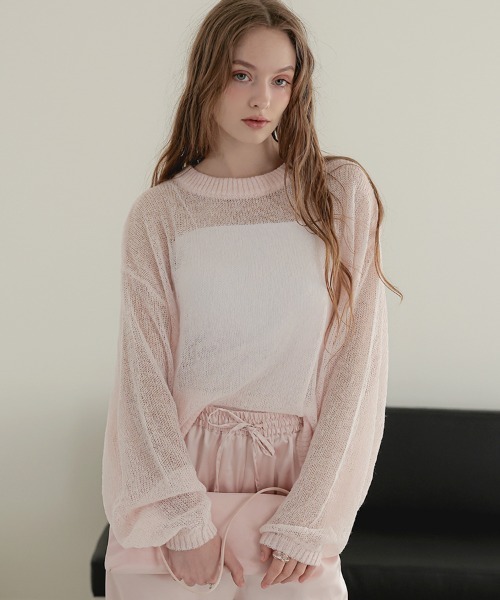 DONOBAN(ドノバン)の「シアーモヘアニット(ニット/セーター・レディース・ピンク/ブラウン/ホワイト・ONE SIZE)」の19枚目の写真