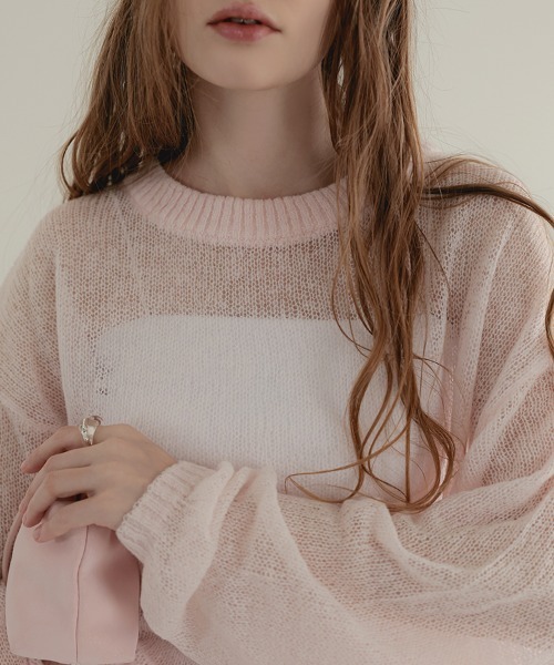 DONOBAN(ドノバン)の「シアーモヘアニット(ニット/セーター・レディース・ピンク/ブラウン/ホワイト・ONE SIZE)」の21枚目の写真