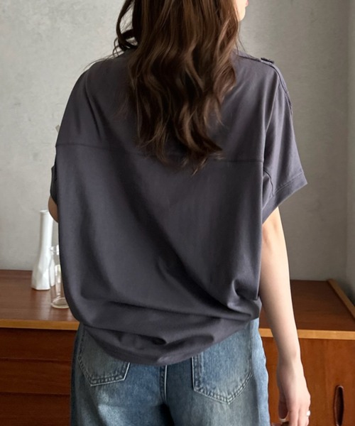Eclat one（エクラワン）の「【Eclat one】フラワー 刺繍 ドルマン プルオーバー（Tシャツ/カットソー・レディース・オフホワイト/チャコール/レッド・FREE）」の6枚目の写真
