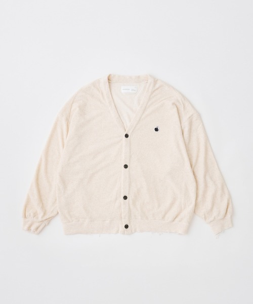 ADAM PATEK(アダムパテック)の「【ADAMPATEK/アダムパテック】washed cotton pile raw-edge cardigan/パイルカーディガン(カーディガン/ボレロ・メンズ・アイボリー/ブラック・1/2)」の2枚目の写真