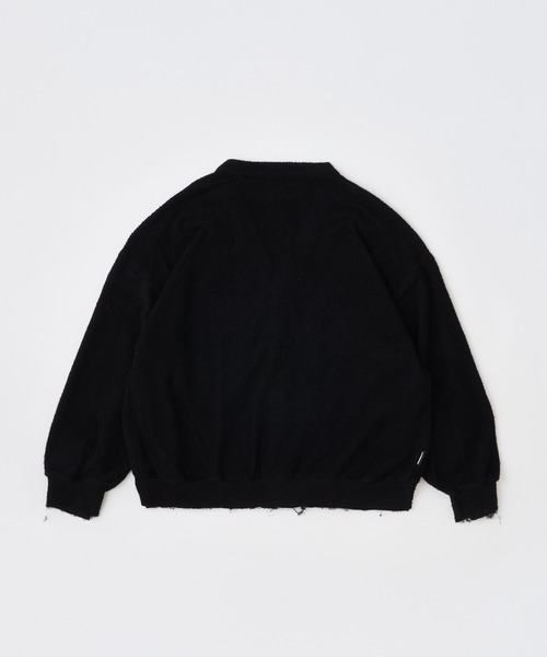 ADAM PATEK(アダムパテック)の「【ADAMPATEK/アダムパテック】washed cotton pile raw-edge cardigan/パイルカーディガン(カーディガン/ボレロ・メンズ・アイボリー/ブラック・1/2)」の4枚目の写真