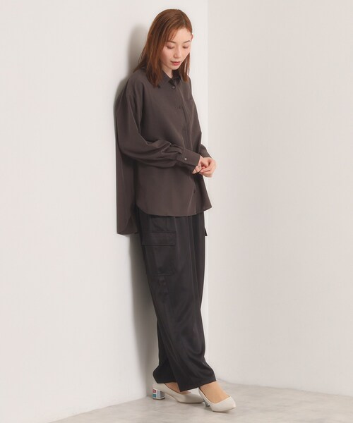 ITS'DEMO（イッツデモ）の「【手洗い可】サテンカーゴパンツ（その他パンツ・レディース・ナチュラル/ブラウン系その他/ブラック・00）」の6枚目の写真