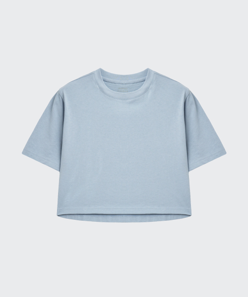 MUSINSA STANDARD KIDS（ムシンサスタンダードキッズ）の「リラックストクロップTシャツ[ブルーグレー]（Tシャツ/カットソー・レディース・その他・110/120/130/140/150/160）」の3枚目の写真