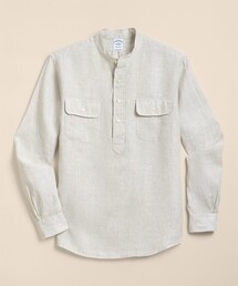 BROOKS BROTHERS | リネン　ダブルポケット　バンドカラー　プルオーバーシャツ(シャツ/ブラウス)