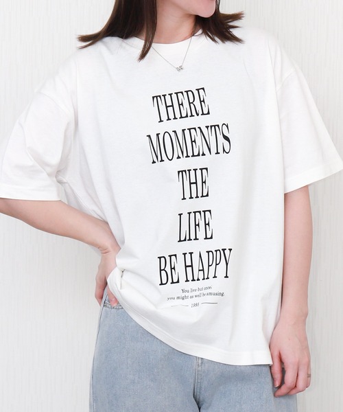 libelle more(リベル モア)の「【接触冷感】USAコットンBIGロゴプリントTシャツ(Tシャツ/カットソー・レディース・ブラック/オフホワイト/サックスブルー/グレイッシュベージュ・M/L)」の2枚目の写真