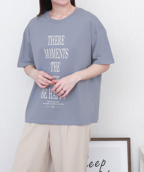 libelle more(リベル モア)の「【接触冷感】USAコットンBIGロゴプリントTシャツ(Tシャツ/カットソー・レディース・ブラック/オフホワイト/サックスブルー/グレイッシュベージュ・M/L)」の4枚目の写真