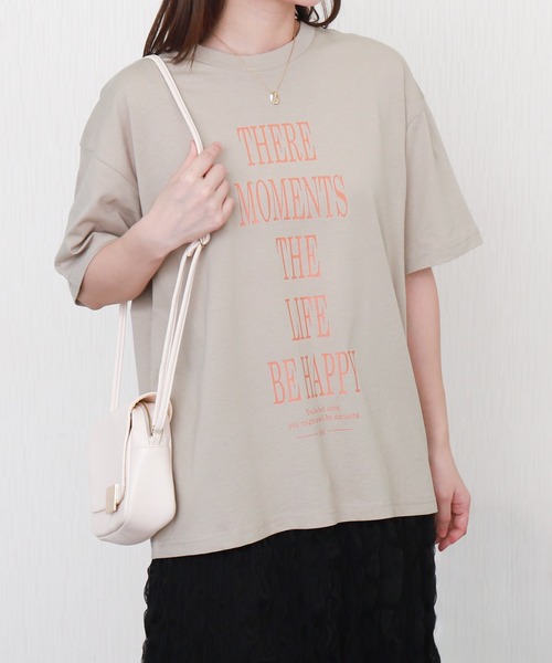 libelle more(リベル モア)の「【接触冷感】USAコットンBIGロゴプリントTシャツ(Tシャツ/カットソー・レディース・ブラック/オフホワイト/サックスブルー/グレイッシュベージュ・M/L)」の1枚目の写真